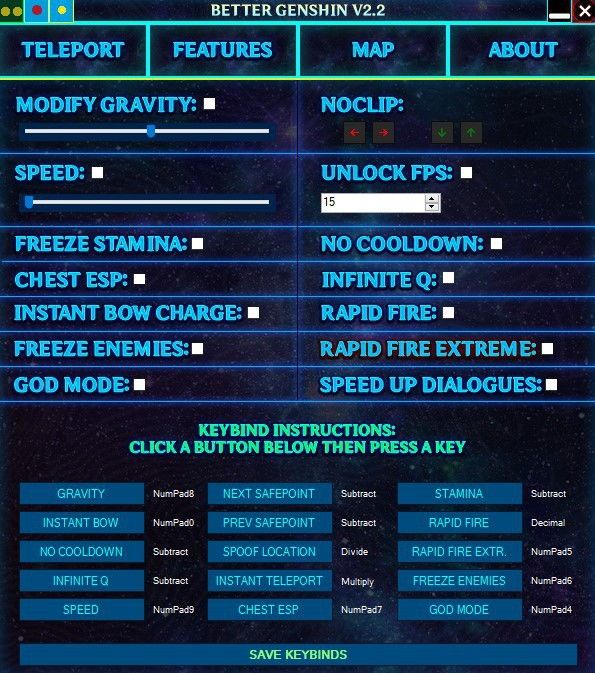 Бесплатный чит Teleport, NoClip, Map, SpeedHack, Gravity, FPSUnlock для Genshin Impact Бесплатный чит Teleport, NoClip, Map, SpeedHack, Gravity, FPSUnlock для Genshin Impact